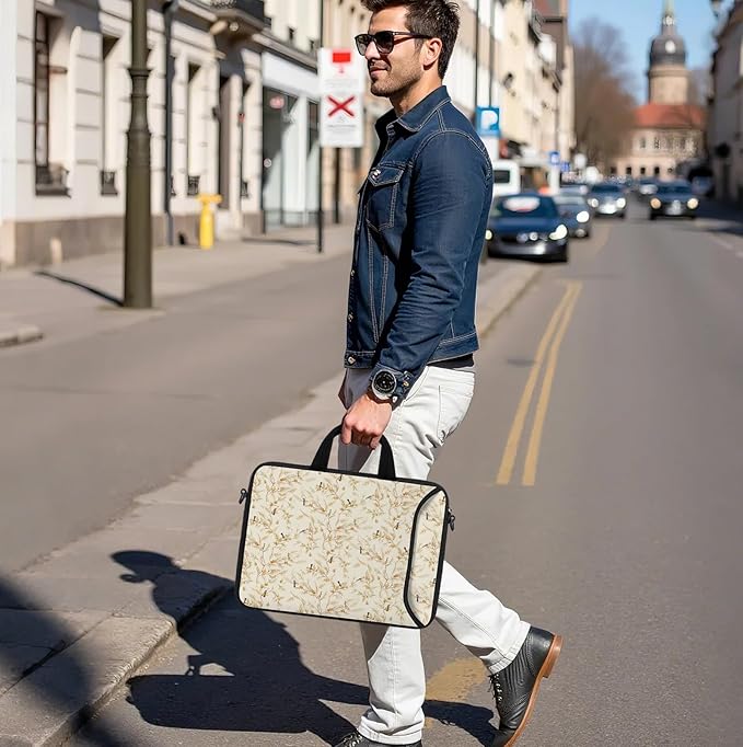 RICHEN 14 15 15.4 15.6 inch Laptop Shoulder Bag Messenger Bag Notebook Handle Sleeve Neoprene Carrying Case with Accessories Pocket (14-15.6 inch, Branches Birds)