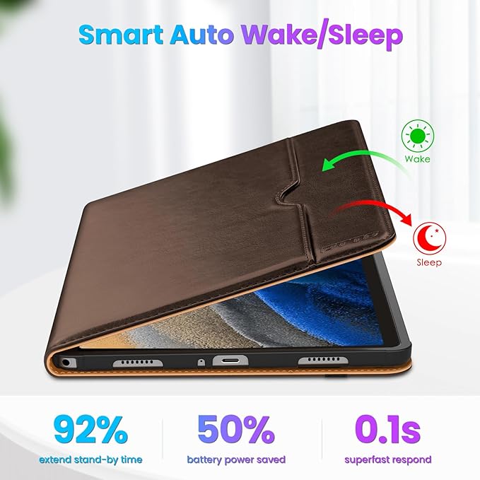 DTTO for Samsung Galaxy Tab A9 Plus 11 inch Case 2023, Premium Leather Business Folio Stand Cover with Hand Strap for Galaxy Tab A9+ 11'' 2023 Model (SM-X210/X216/X218) - Auto Wake/Sleep, Dark Brown