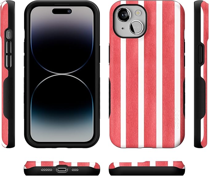 Casely iPhone 14 Case | East Coast Summer | Red Stripes | Compatible with MagSafe | Bold Protective Design
