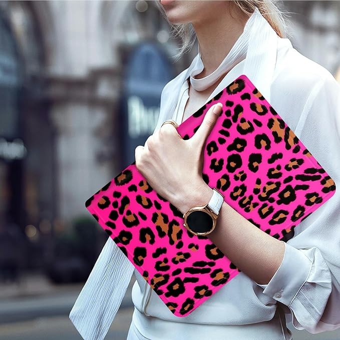 Case for Microsoft Surface Pro 7/7 Plus/Pro 6/5/4/LTE 12.3 Inch PU Leather Slim Lightweight Multiple Angles Stand Smart Cover with Auto Wake/Sleep, Pink Leopard Print