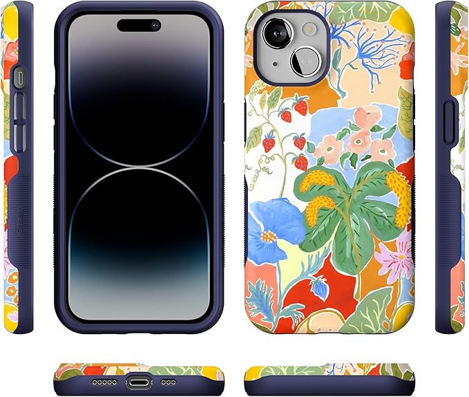 Casely iPhone 14 Case | Botanical Blooms | Floral Patchwork | Compatible with MagSafe | Bold Protective Design