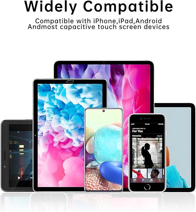 Stylus (5 Pcs), 2-in-1 Stylus Pen for Touch Screen, High Precision and Sensitivity, Suitable for iPhone/ipad/Android Tablets, Compatible with All Touch Screens (Black/White/Blue/Rose Gold/Silver)