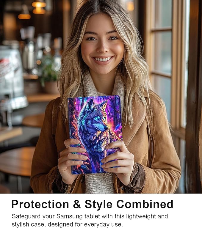 Case for Samsung Galaxy Tab S10 Ultra/Galaxy Tab S9/S8 Ultra 14.6-Inch, Slim PU Leather Stand Cover with Auto Wake/Sleep, Multi-Angle Viewing & Shockproof, Majestic Wolf