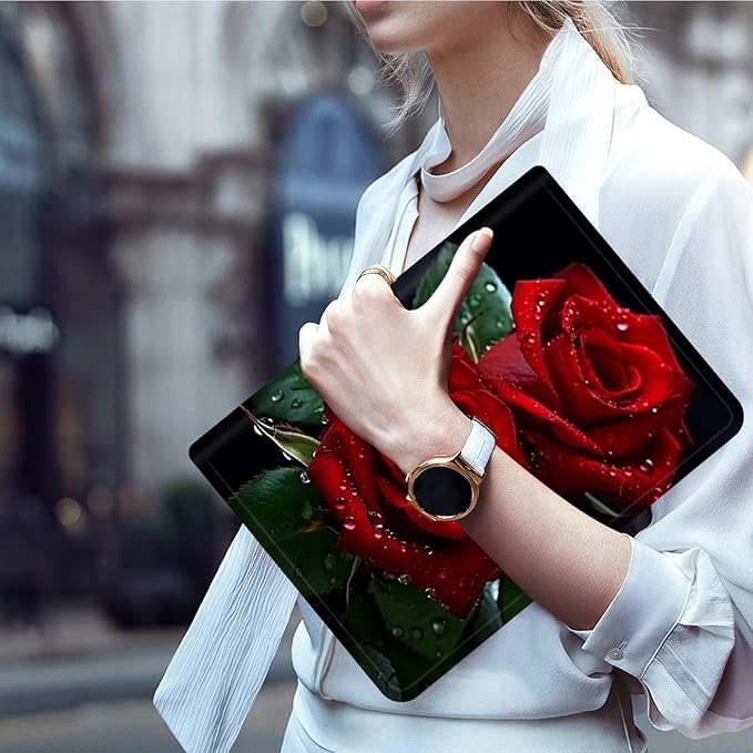 Case for Microsoft Surface Pro 7/7 Plus/Pro 6/5/4/LTE 12.3 Inch PU Leather Slim Lightweight Multiple Angles Stand Smart Cover with Auto Wake/Sleep, Red Rose Flowers