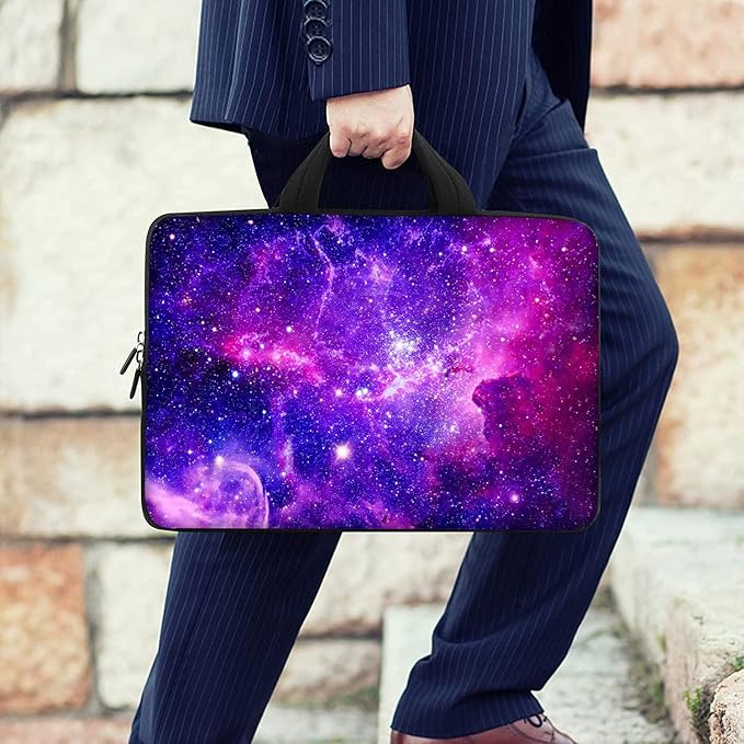 RICHEN 14 15 15.4 15.6 inch Laptop Shoulder Bag Messenger Bag Notebook Handle Sleeve Neoprene Carrying Case with Accessories Pocket (14-15.6 inch, Purple Galaxy)