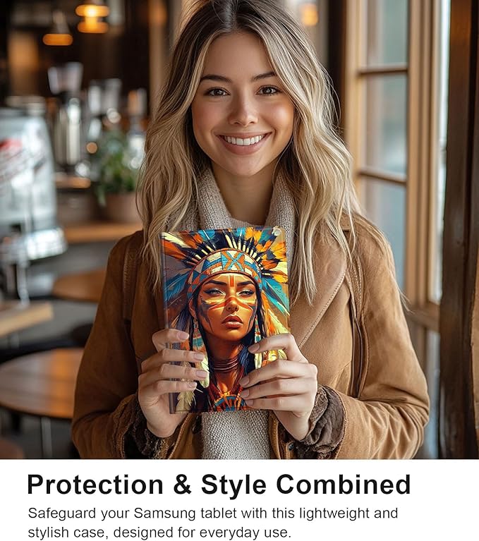 Case for Samsung Galaxy Tab S10 Plus/ S9 FE Plus/ S9 Plus 5G Tablet 12.4'', Slim PU Leather Stand Cover with Auto Wake/Sleep, Multi-Angle Viewing & Shockproof, Native American