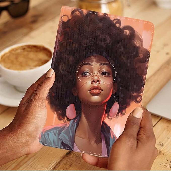 Case for Samsung Galaxy Tab S10 Lite / S10 FE / S9 FE 10.9-Inch / S9 11-Inch, Slim Lightweight PU Leather Stand Cover with Auto Wake/Sleep, African American Girl