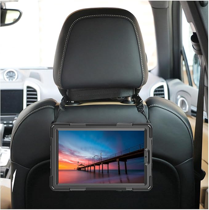 Case for Samsung Galaxy Tab A7 Lite 8.7 2021 (SM-T220/T225/T227),Portable Heavy Duty Dropproof Protective Cover Case with 360 Rotating Stand,Handle & Shoulder Strap,Stylus Pen (New Black)