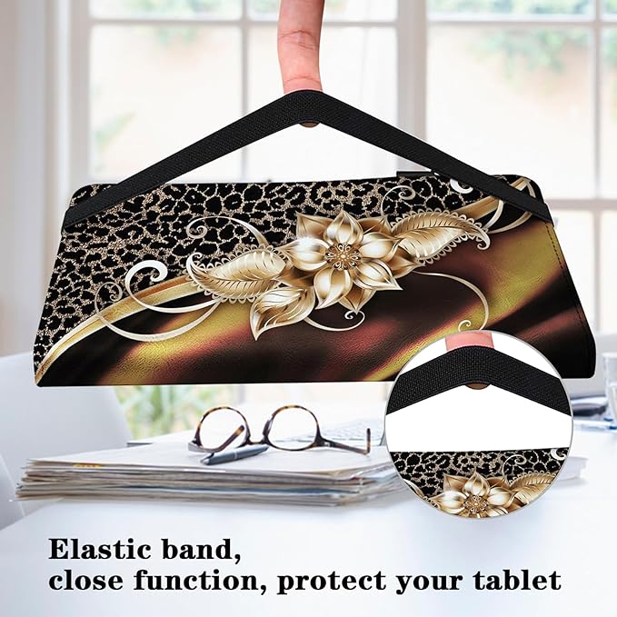 Case for Lenovo Idea Tab Pro 12.7 inch 2025 Tablet, Multi-Angle Viewing Premium PU Leather Stand Case with Elastic Strap & Card Slots/Holder for Lenovo Idea Tab Pro 12.7" - Metallic Flower