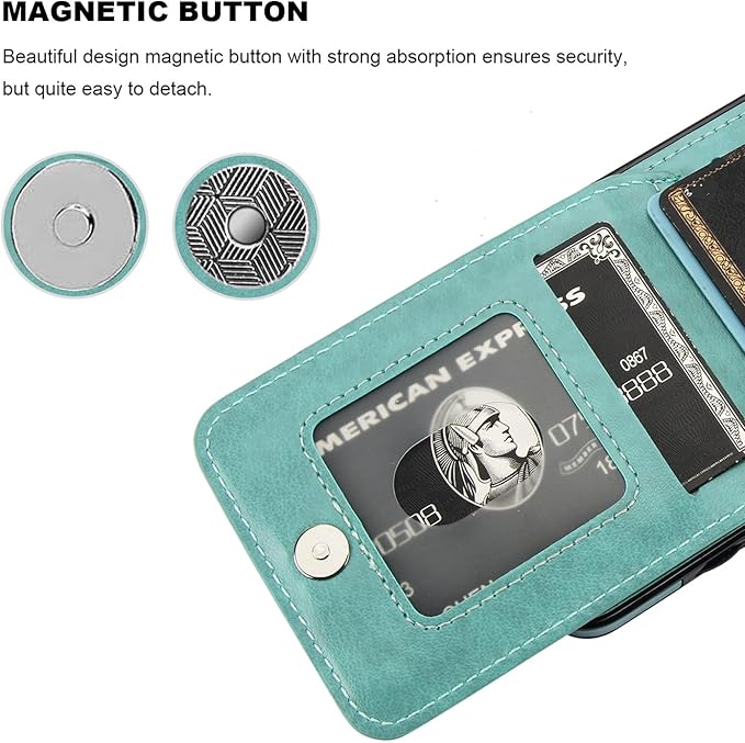 KIHUWEY for Samsung Galaxy S24 Case Wallet with Credit Card Holder, Flip Premium Leather Magnetic Clasp Kickstand Heavy Duty Protective Cover for Samsung Galaxy S24 6.2" (Mint Green)