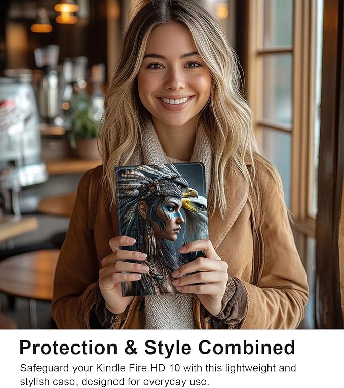 Case for Samsung Galaxy Tab A9 8.7-Inch 2023, Slim PU Leather Stand Cover with Auto Wake/Sleep, Multi-Angle Viewing & Shockproof, Native American Woman