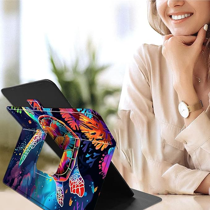 for Walmart Onn 10.4" Tablet Pro 2023 (Model:100110603) Case Dluggs 360 Degree Rotating Smart Protective Stand Cover for Walmart Onn 10.4 Inch Pro Tablet-Colorful Turtle