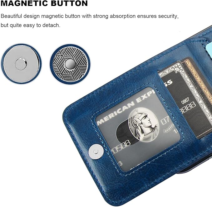 KIHUWEY for Samsung Galaxy S24 Plus Case Wallet with Credit Card Holder, Flip Premium Leather Magnetic Clasp Kickstand Heavy Duty Protective Cover for Samsung Galaxy S24 Plus 6.7" (Blue)