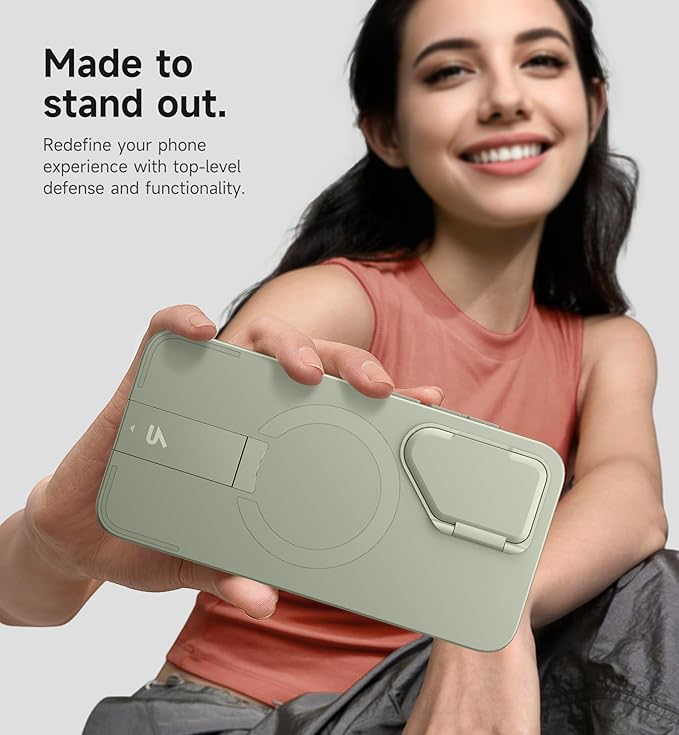 SURITCH for Samsung Galaxy S25+ Plus Phone Case, Magnetic Shockproof Protective Cover with Camera Cover & Adjustable Metal Kickstand for Galaxy S25+ Plus(2025)-Sage Green