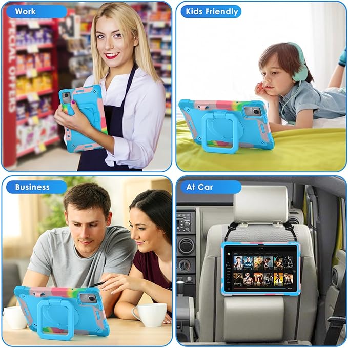 DETUOSI Case Compatible with Lenovo Tab M11/ K11 LTE 11 inch (TB-330FU/330XU), Full-Body Shockproof Protective Case with Shoulder Strap, 360 Rotating Stand Case for Lenovo Tab M11, Camouflage Blue