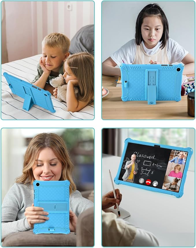 DETUOSI Compatible with Samsung Galaxy Tab A9 Plus Case 11 inch 2023, with Shoulder Strap & Stylus Pen, Soft Silicone Multi-Angle Case for Galaxy Tab A9+ Tablet SM-X210/X216/X218, Sky Blue