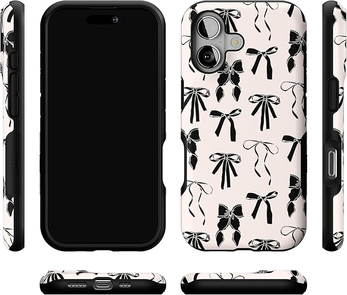 Casely iPhone 17 Case | Goth Girlie | Black Bows | Bold Protective Design | Compatible with MagSafe