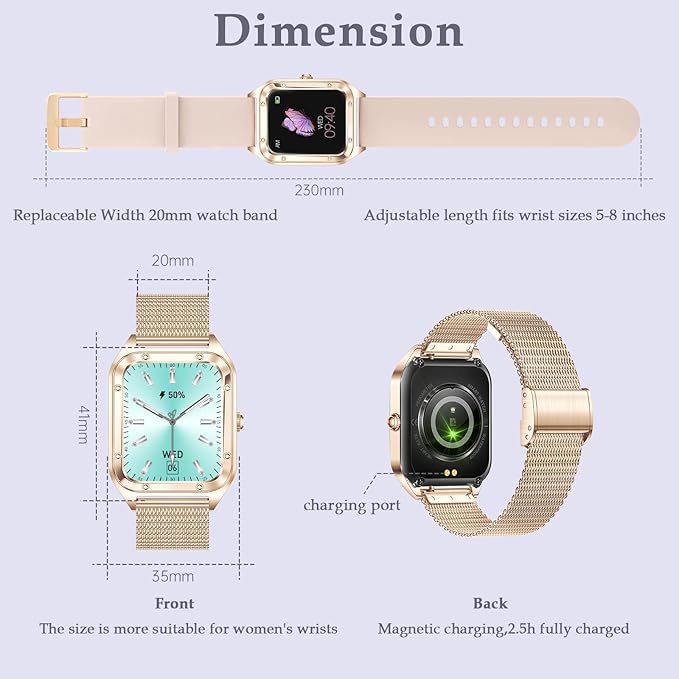 Smart Watch for Women,1.59" Small Smartwatch with Bluetooth Call, Voice Assistant Fitness Watch with Activity Tracker, Monitor Heart Rate/Blood Pressure/SpO2/Sleep for Android iPhone