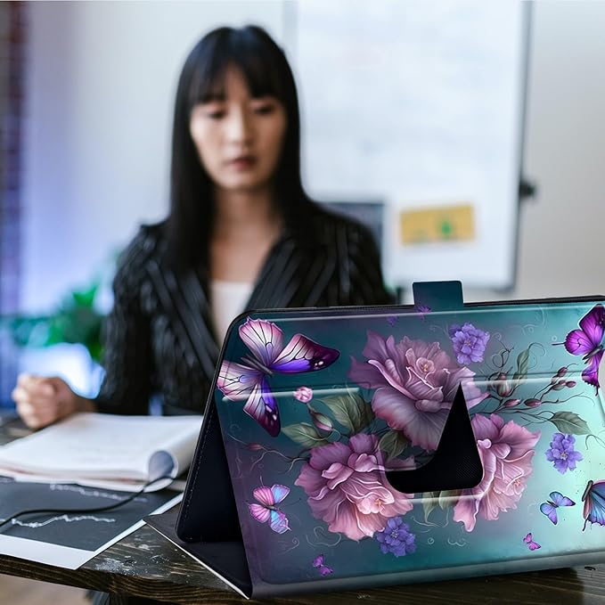 Case for Lenovo Tab P11 Pro Gen 2 11.2" 2022,Mxfdegf 360 Degree Rotating Stand and Magnetic Closure Case for 11.2 inch Lenovo Tab P11 Pro 2nd Generation,Pink Butterfly Flower
