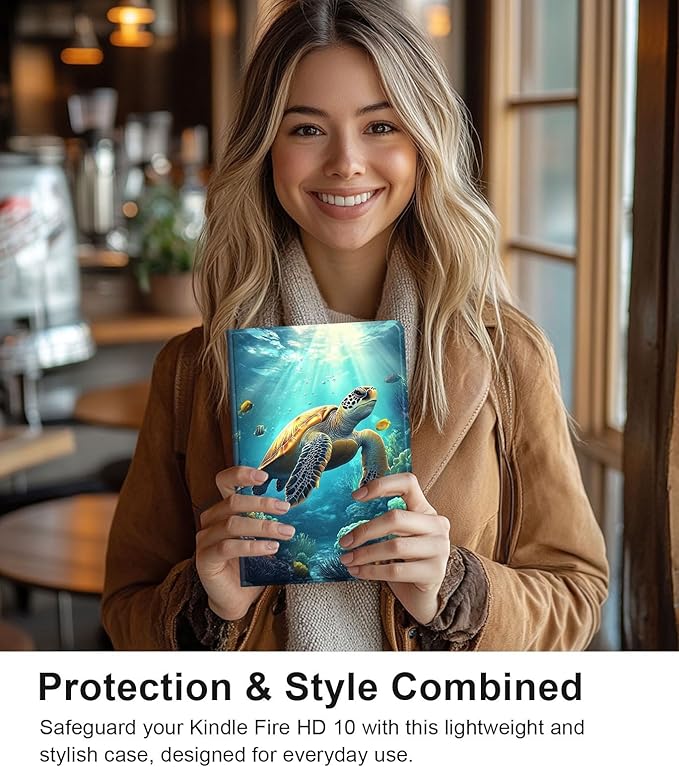 Case for Samsung Galaxy Tab A9 8.7-Inch 2023, Slim PU Leather Stand Cover with Auto Wake/Sleep, Multi-Angle Viewing & Shockproof, Sea Turtle