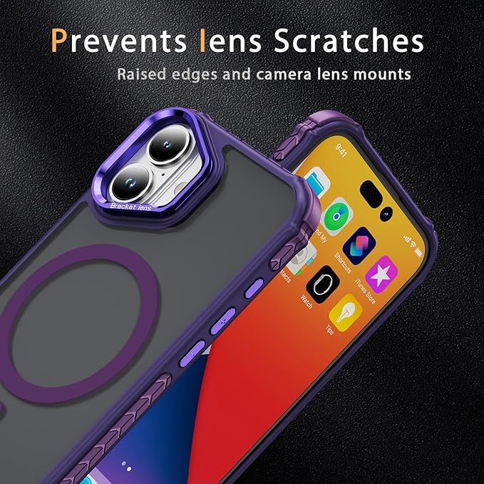 16 Case Magnetic for iPhone 16, with Stand,Heavy Duty Drop Protection Case, for iPhone 16 Case Purple