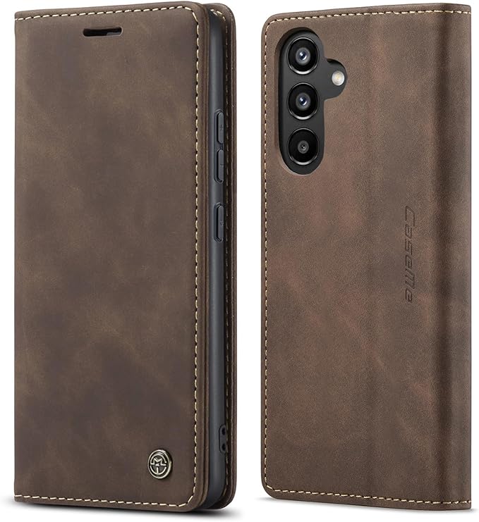 for Samsung Galaxy A34 5G Case, Flip Wallet Leather Case with Card Holder Magnetic Closure Shockproof Kickstand Protective Phone Cases Cover for Galaxy A34 6.6 Inch,Coffee