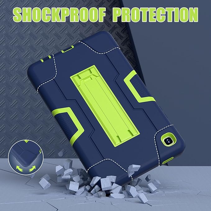 Case for Samsung Galaxy Tab A7 Lite 8.7-Inch 2021 (SM-T227/T225/T220), 3 in 1 Heavy Duty Rugged Shockproof Kickstand Hybrid Three Layer Protective Cover, Navy Blue