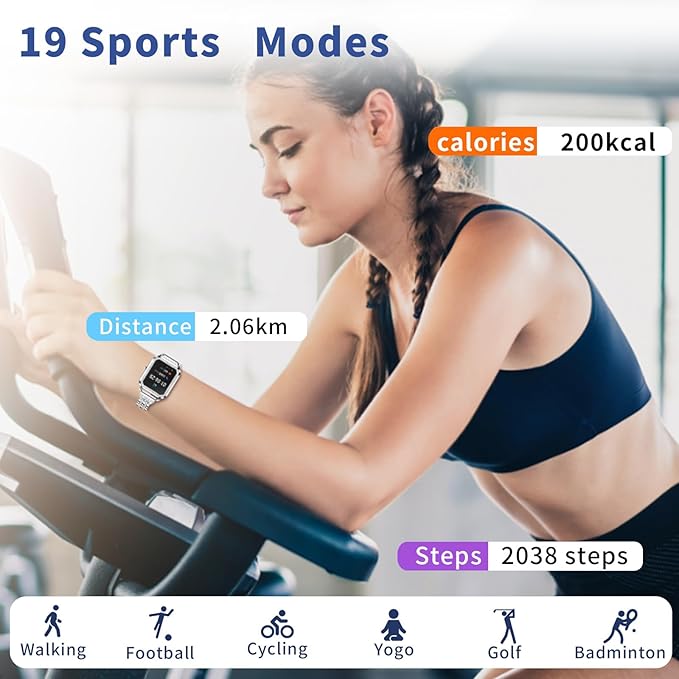 Smart Watch for Women Diamonds(Answer/Make Call),1.29''HD Touch Screen Smart Watch Android,Fitness Tracker with Heart Rate/Blood Oxygen/Sleep Monitor,Waterproof Smartwatch 3 Strap (Diamond Silver)