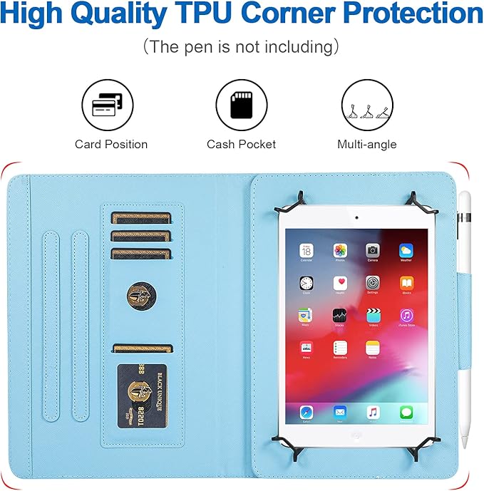 9.5-10.5 Inch Tablet Case, Universal Android Tablet Cover for 9.5 10 10.1 Inch, Multi-Angle Viewing Stand Case for 9.5-10.5 Inch Tablet, Golden Marble