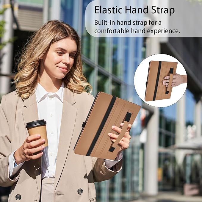 Tablet Case for Samsung Galaxy Tab A7 10.4 Inch 2020 (SM-T500/T505/T507) PU Leather Folio Flip Cover for Tab A7 SM T500 Multi-Angle Stand with Card Pocket & Hand Starp,Brown