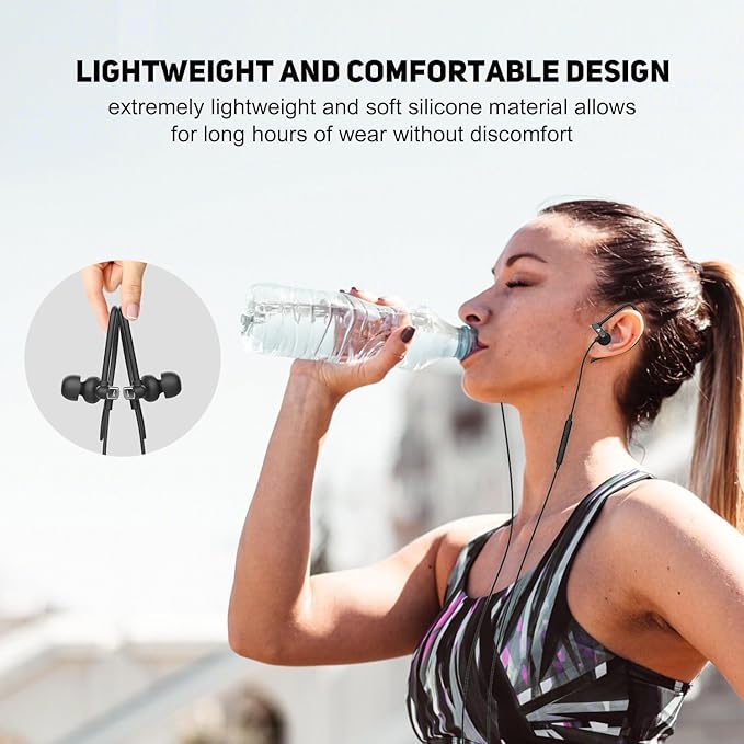 USB C Headphones with Microphone Wired USB C Earphones for Sports and Running Type C Earbuds Hooks Volume Control, Compatible with iPhone 16/15, Samsung, Google and Other Type C Smart Phone, Black