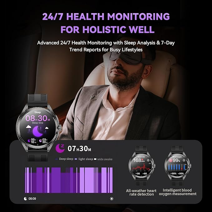 Military Smart Watch for Men (2025/Voice Assistant) Large 1.75-inch HD AMOLED Tactical Smartwatch for Android iOS 100+ Sport Mode Fitness Tracker with Heart Rate SpO2 Sleep Monitor IP67 Waterproof