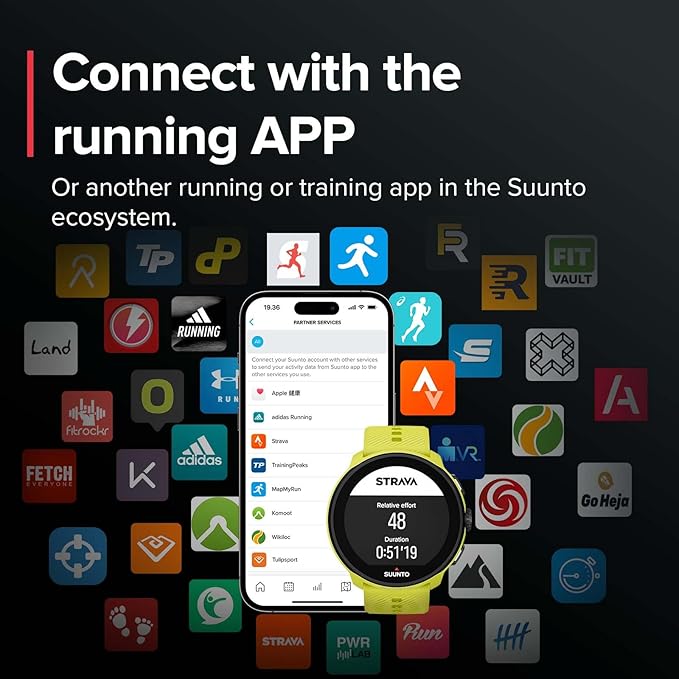 SUUNTO Run Running GPS Sports Watch with Silicone Strap, 1.32" AMOLED Touchscreen w/Crown Button, Wrist Heart-Rate & Sleep Health Tracking, Lime