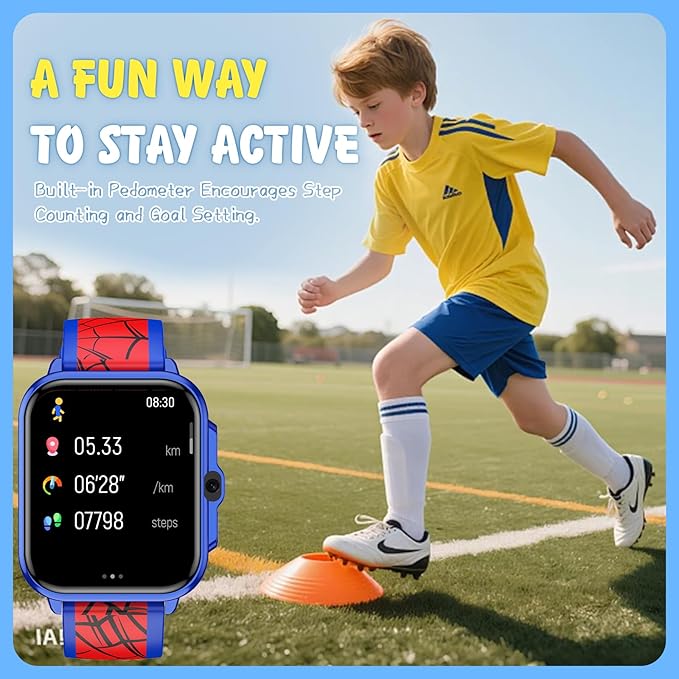 Smart Watch for Kids, 1.85" Fitness Tracker,Learning games,Sports,Sleep Monitor,Camera,Videos,Alarm Play Music Flashlight Pedometer Stopwatch Pedometer IP68 Waterproof Toys Gift for Boys and Girls