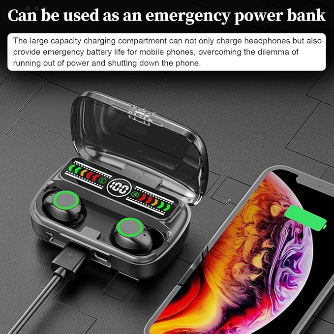 Mini Wireless Earbuds Bluetooth 5.3 in Ear Light-Weight Headphones Built-in Microphone, IPX5 Waterproof, Immersive Premium Sound Long Distance Connection Headset with Charging Case, Black