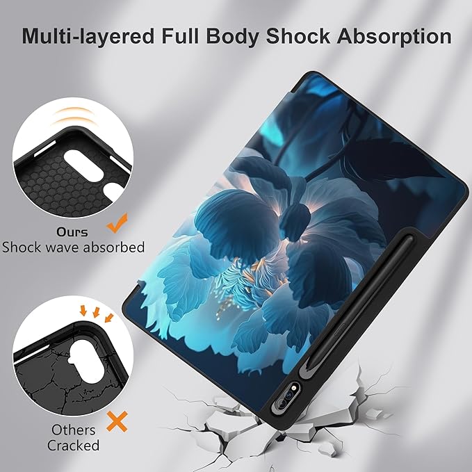 Case for Samsung Galaxy Tab S8 2022 & S7 2020, Shockproof Tablet Case for Samsung Tab S8/S7 11 inch with Auto Sleep/Wake & Trifold Stand & Soft TPU Back Cover, Blue Ponies