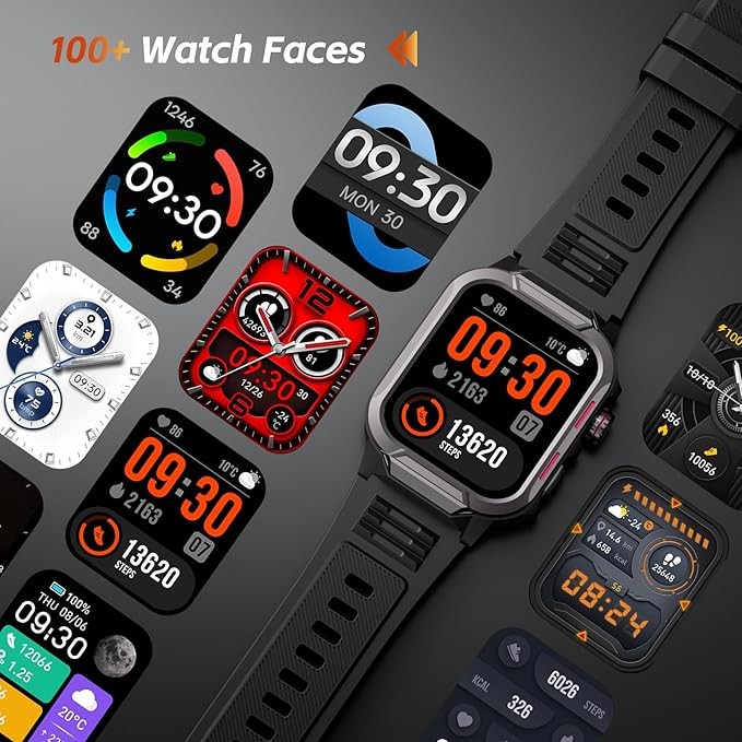 Smart Watches for Men (Answer/Make Calls), 1.96" Fitness Smart Watch with Heart Rate/Blood Oxygen/Sleep Monitor/100+ Sport Modes, 3ATM Waterproof Smartwatch Mens Watches for Android and iPhone