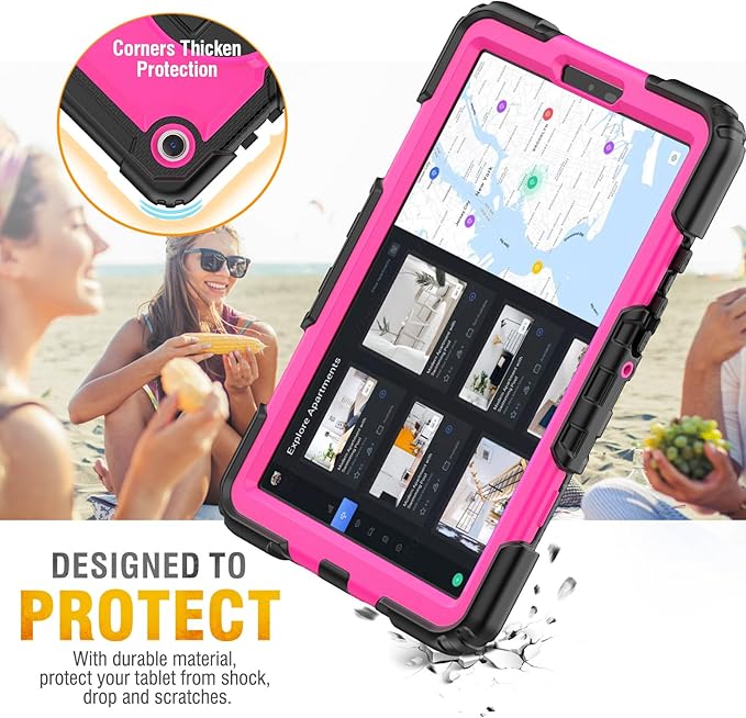 HXCASEAC Case for Samsung Galaxy Tab A9 8.7 Inch, Protective with Screen Protector/Hand Strap/Pen Holder, Sturdy Shockproof for Samsung A9 Tablet Case SM-X110 SM-X115 SM-X117 - Rose