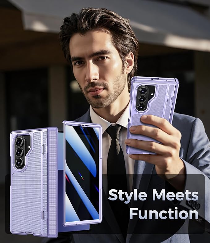 for Samsung Galaxy Z Fold 7 Case with Privacy Screen Protector, Kickstand & Hinge Protection – Rugged Hard 360° Full Body Protective Phone Cover Case for Z Fold 7 5G 2025 - Purple