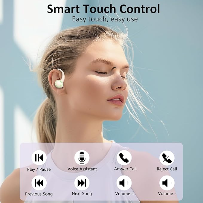 Wireless Earbuds, Bluetooth 5.4 Headphones Sports, 50H Playback Over-Ear Buds with 4 ENC Noise Cancelling Mic, HiFi Stereo Fitness Earphones Earhooks, IP7 Waterproof Headset for Runing