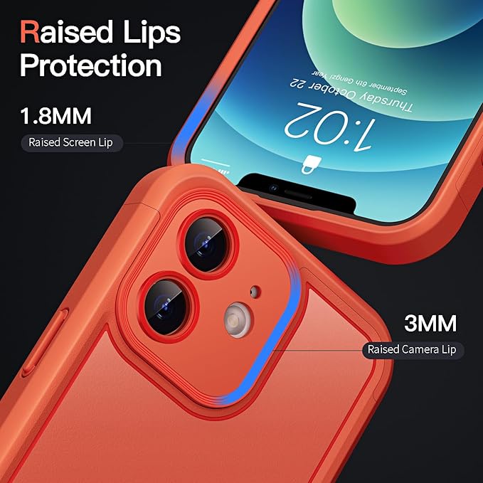 COOLQO Magnetic for iPhone 12 Case, Compatible with MagSafe, Dual Layer Design Military Grade Protection, Translucent Matte Scratch-Resistant Back Protective Shockproof Phone Case, Orange