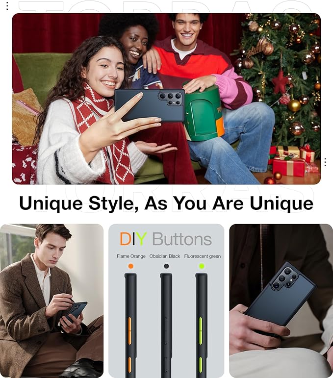 TORRAS Shockproof for Samsung Galaxy S25 Ultra Case, 12FT Military-Grade Protection, Slim Case for Samsung S25 Ultra Case, Matte Translucent Black, Thin, 6.9'' Guardian Series