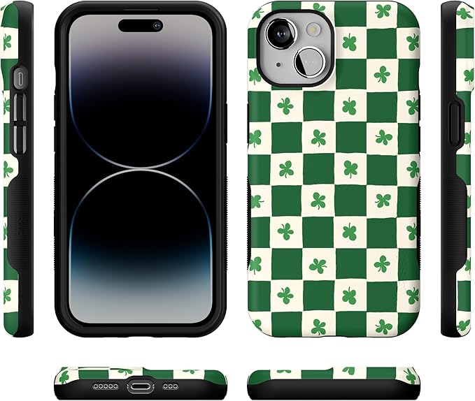 Casely iPhone 14 Case | Lucky You | Shamrock | Compatible with MagSafe | Bold Protective Design