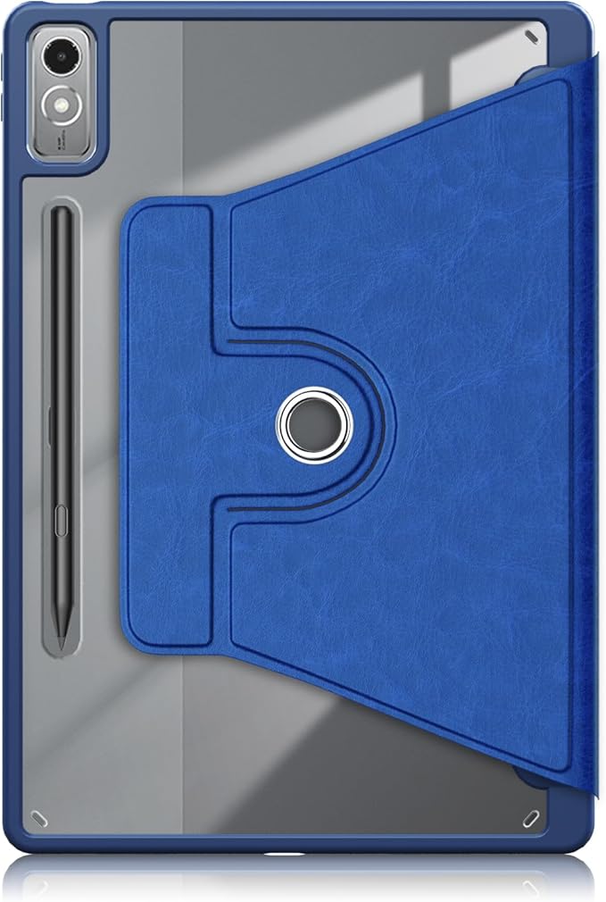 Case for Lenovo Tab P12 12.7 Inch 2023 Tablet,360° Rotating Transparent Back Shell Protective Case with Auto Wake/Sleep Function,Dark Blue