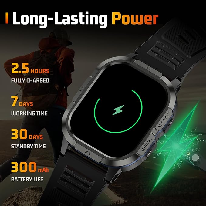 Military Smart Watches for Men-2.06”AMOLED Bluetooth Calls, IP68 Fitness Activity Step Tracker with Sleep Monitor/Pedometer/110+ Sports Modes, Tactical Smart Watch for Android iOS Samsung Compatible