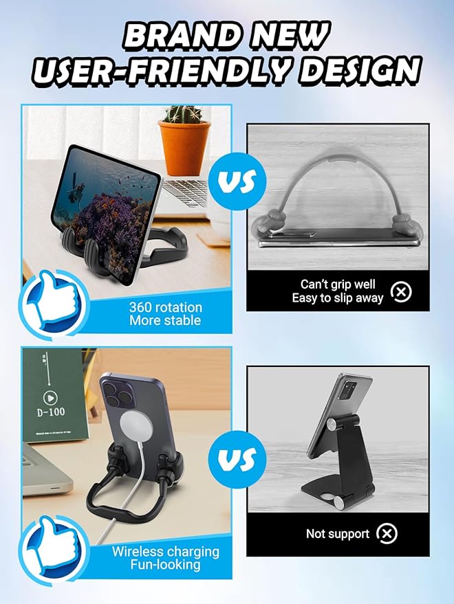 Dad Gifts for Fathers Day from Daughter Son Cell Phone Stand: 2 Pack UPGRADE Adjustable Thumbs Up Lazy Phone Holder for Desk Fun Birthday Gifts for Grandma Teens Girls Boys Adults Husband from Wife