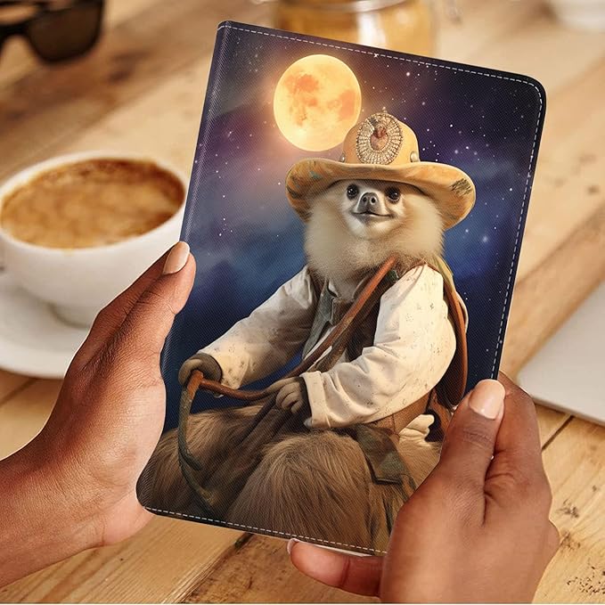 Case for Samsung Galaxy Tab A9 Plus 11 Inch 2023 Model (SM-X210/X216/X218), Slim Lightweight PU Leather Stand Cover with Auto Wake/Sleep, Sloth Riding Camel