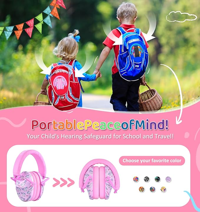 PROHEAR 032 Kids Ear Protection - Noise Cancelling Headphones Ear Muffs for Autism, Toddlers, Children - Pink