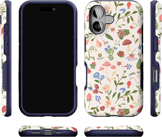 Casely iPhone 17 Case | Garden Party | Mushroom Floral | Bold Protective Design | Compatible with MagSafe