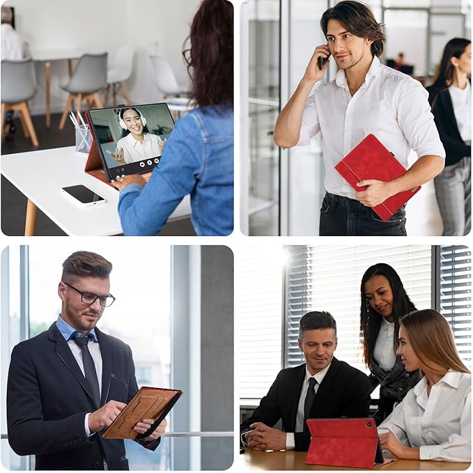 Case for Lenovo Tab M10 Plus 10.6 2022 Released, Multi-Angle Viewing Smart Cover with Pocket, Business PU Leather Flip Stand Cover with Card Slot -Red